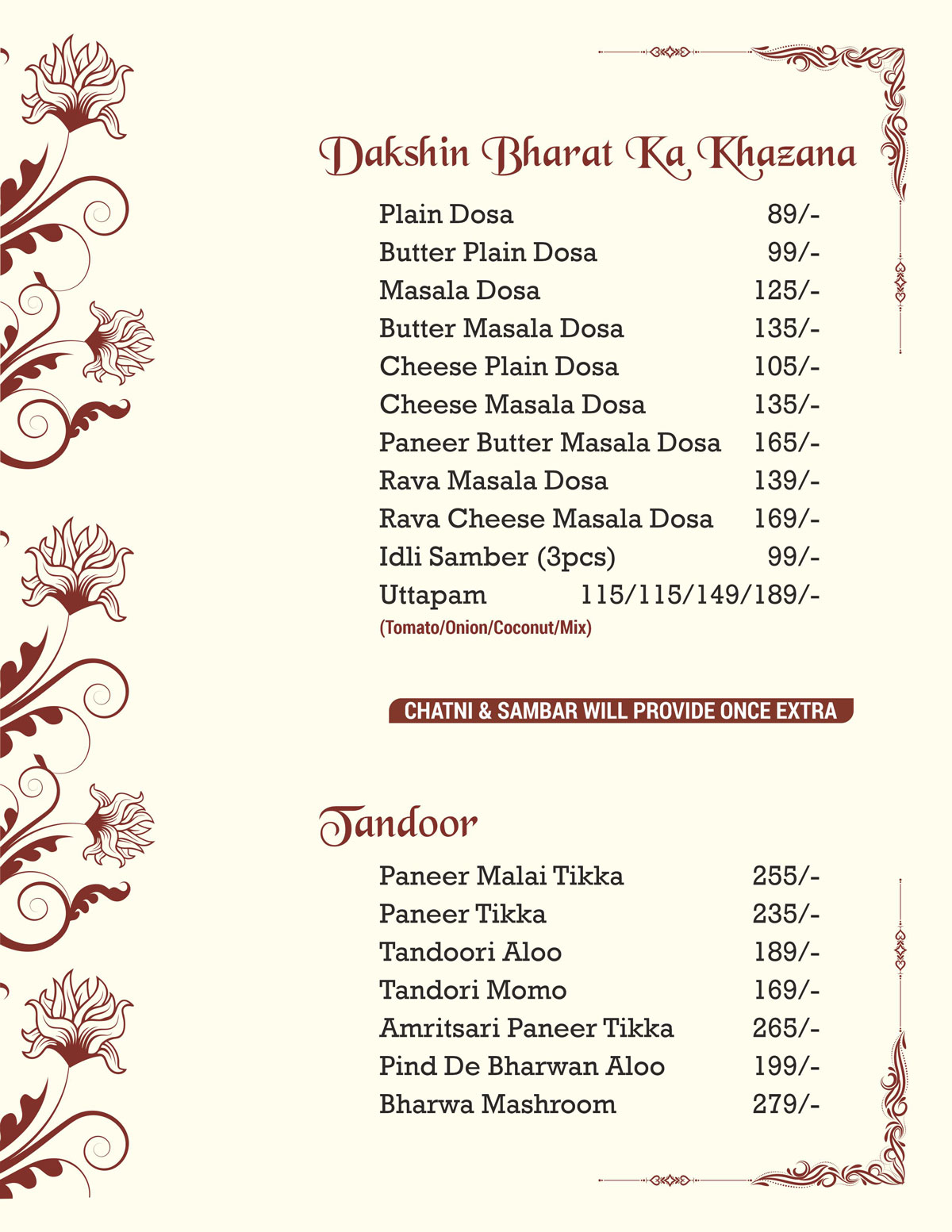 menu