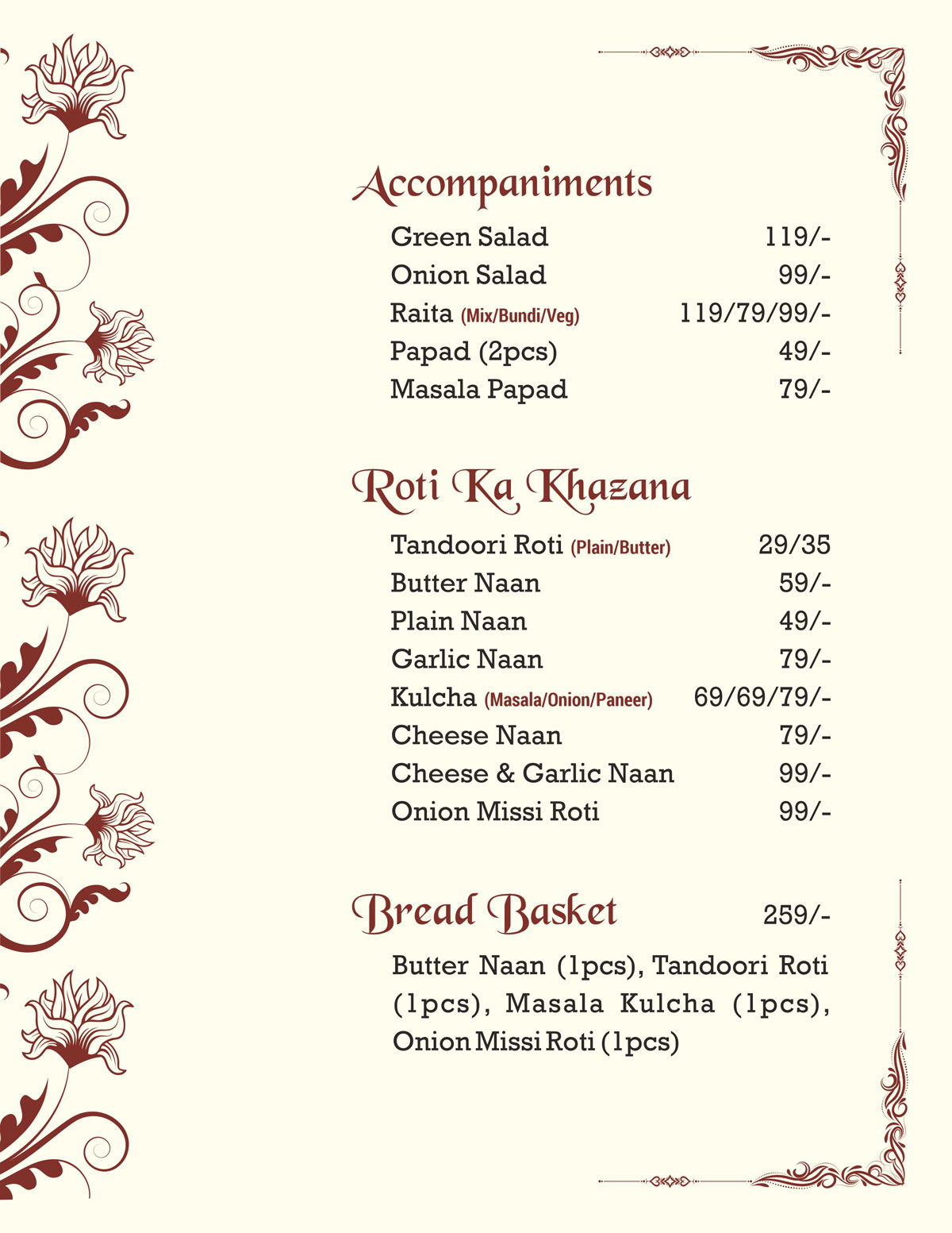 menu