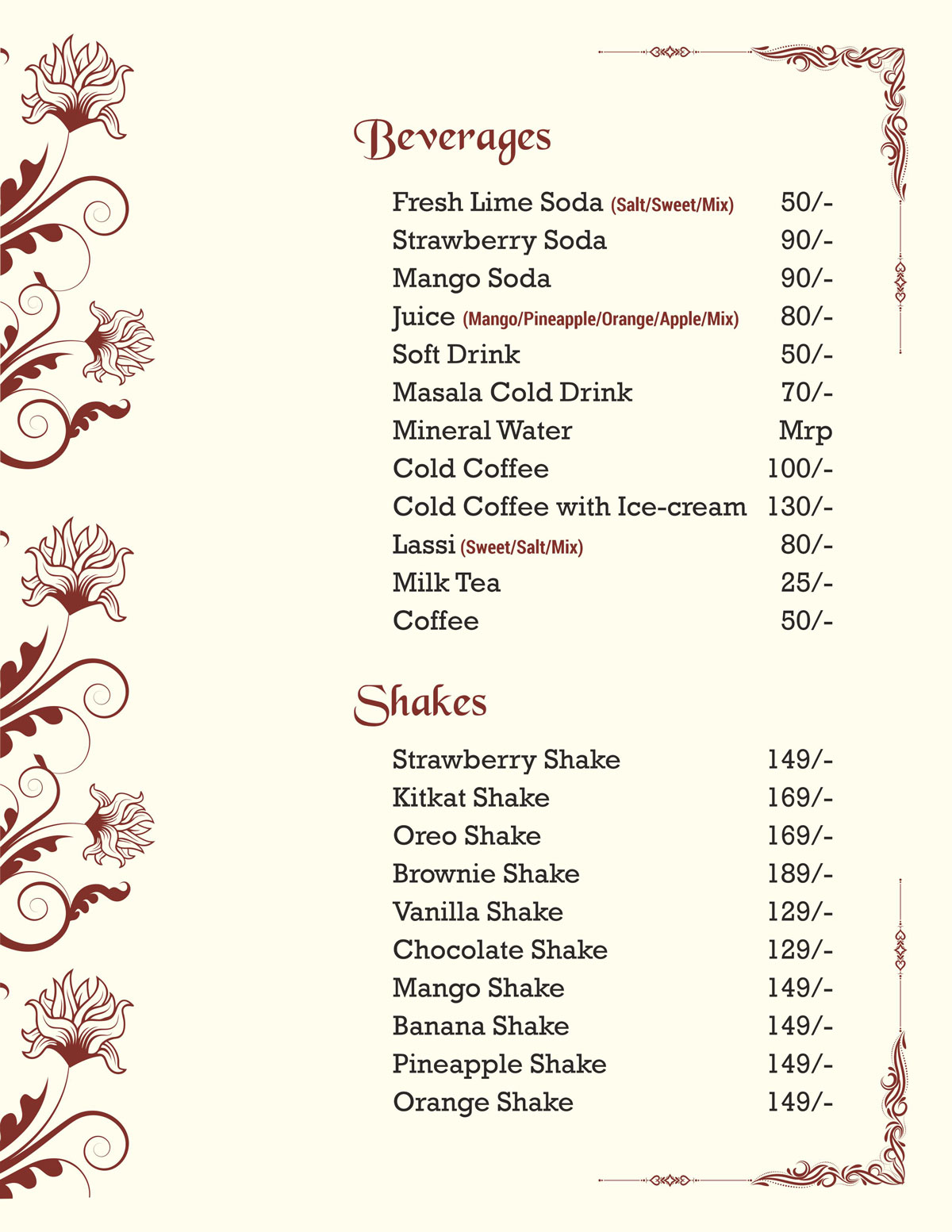 menu